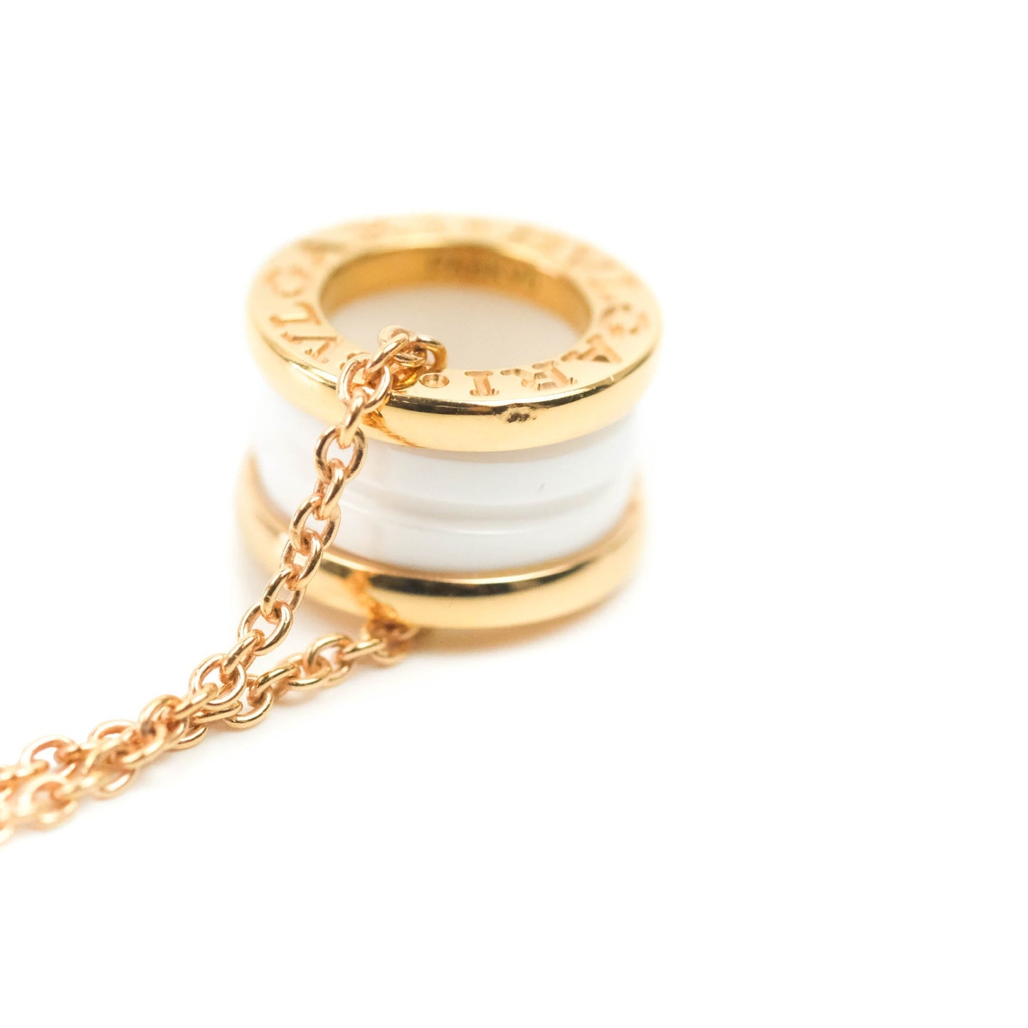 Bvlgari Zero1 Necklace White Ceramic Rose Gold