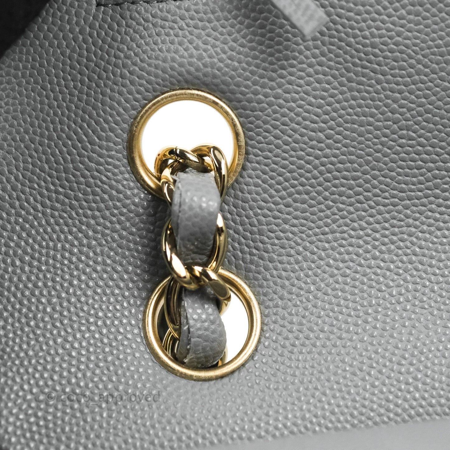 Chanel Small Classic Quilted Flap Grey Caviar Gold Hardware 20C