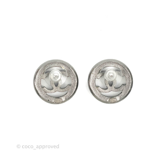 Chanel CC Black Pearl Round Earrings Gun Metal 17A