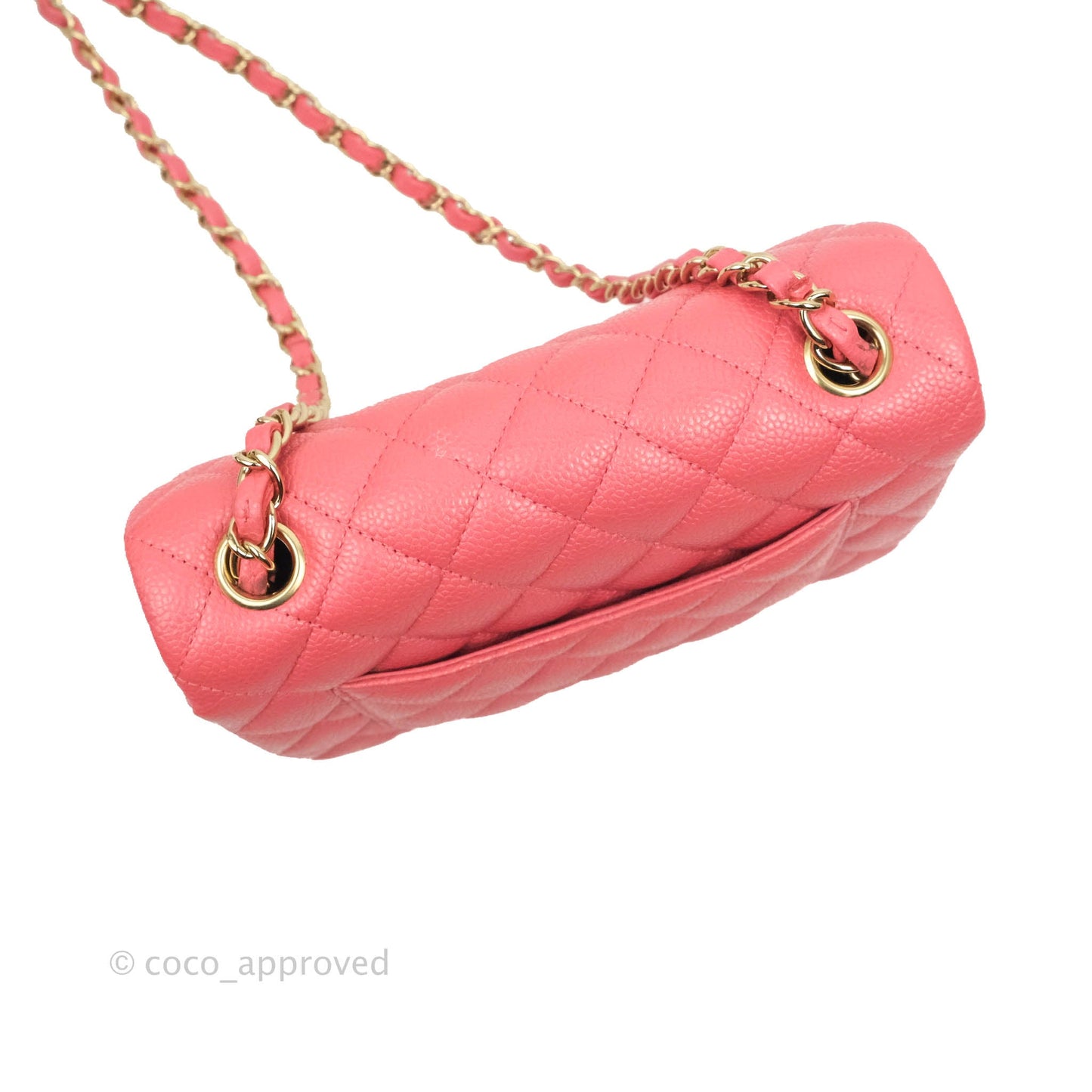 Chanel Quilted Mini Rectangular Flap Pearly Pink Caviar Gold Hardware 18S