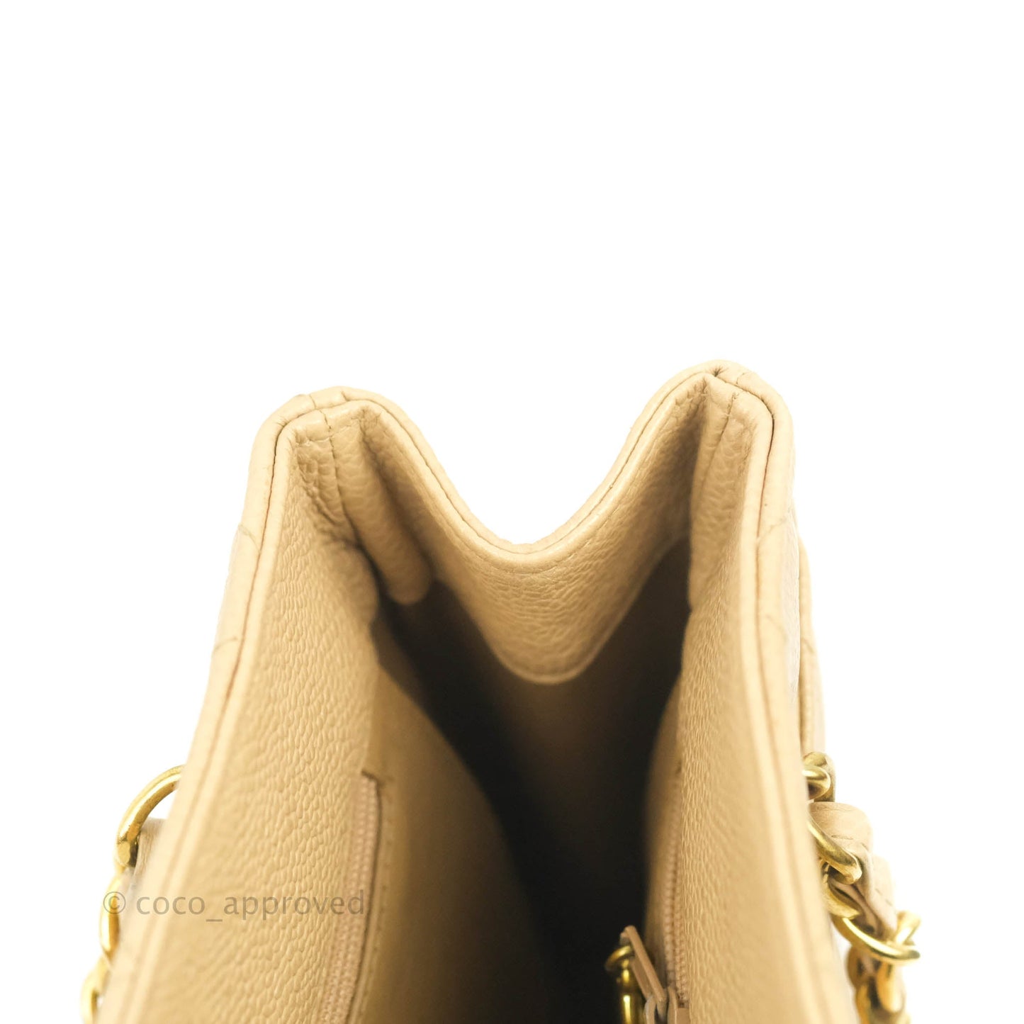 Chanel Vintage CC Quilted Tote Dark Beige Caviar 24K Gold Hardware