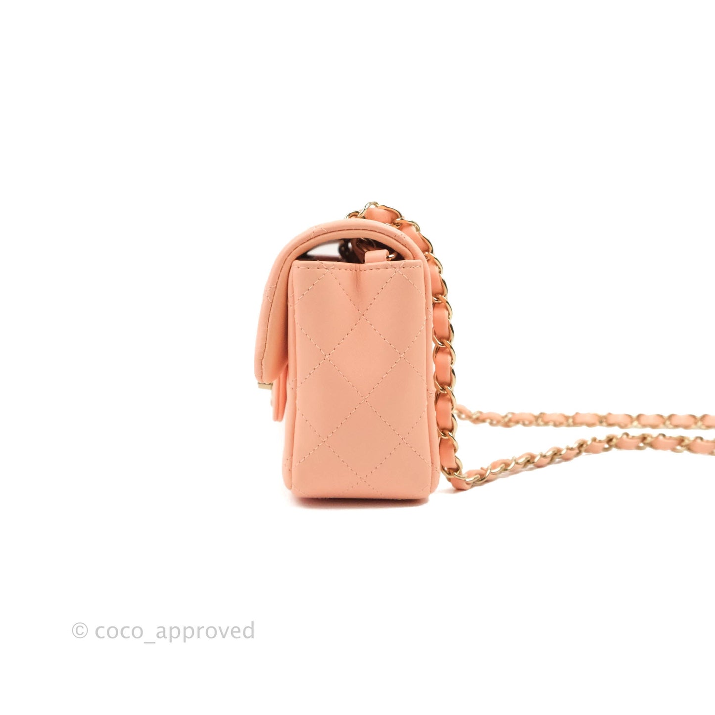 Chanel Quilted Mini Rectangular Flap Orange Clair Lambskin Gold Hardware