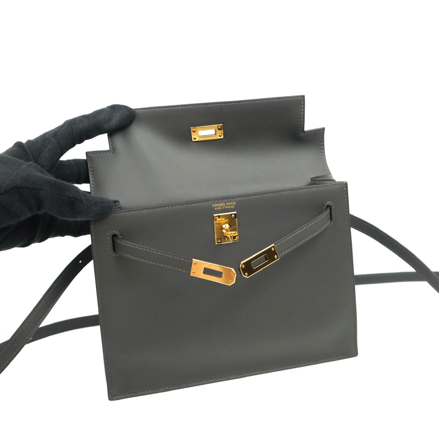 Hermès Kelly Danse II Bag 88 Graphite Swift Gold Hardware