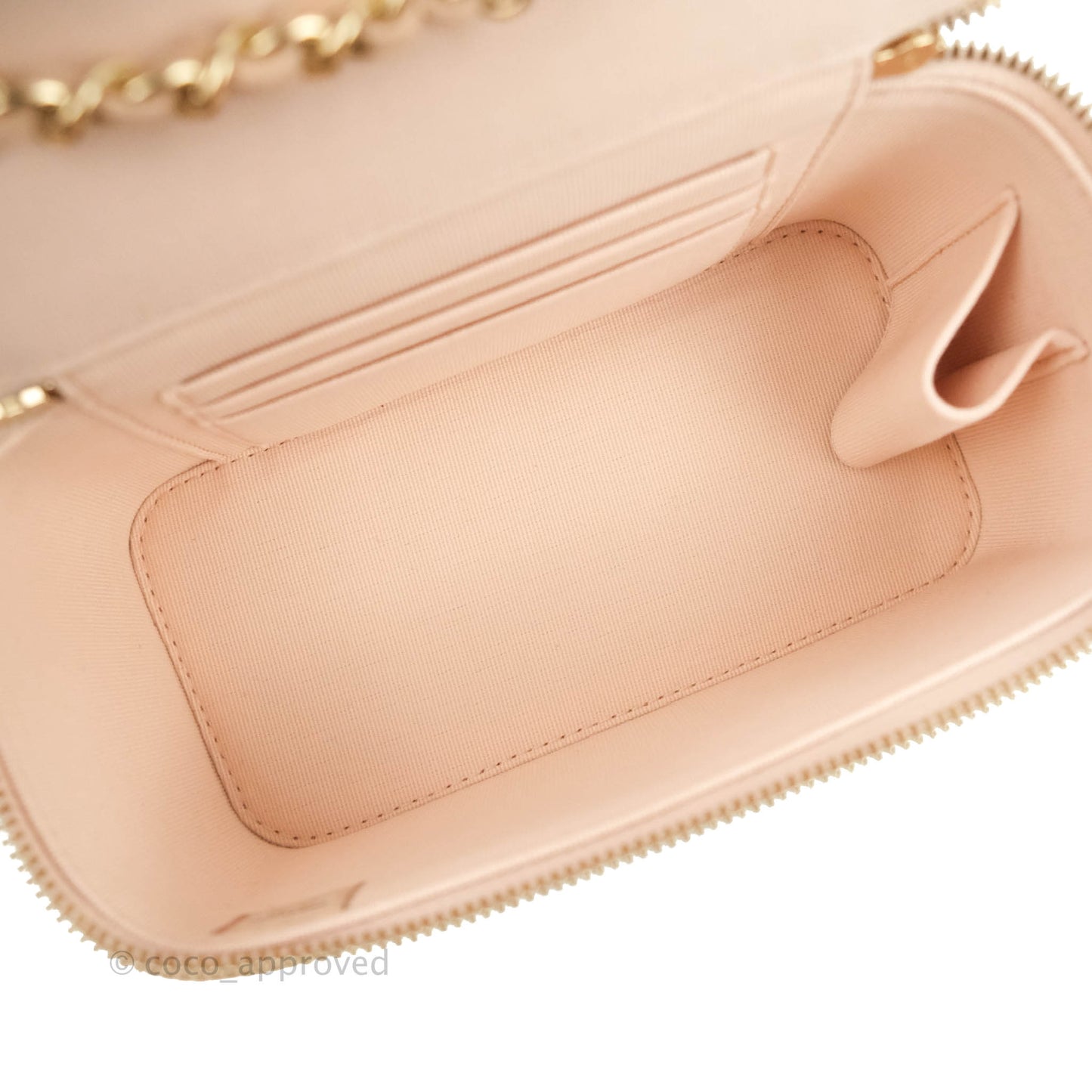 Chanel Vanity with Classic Chain Light Beige Caviar Gold Hardware 22C