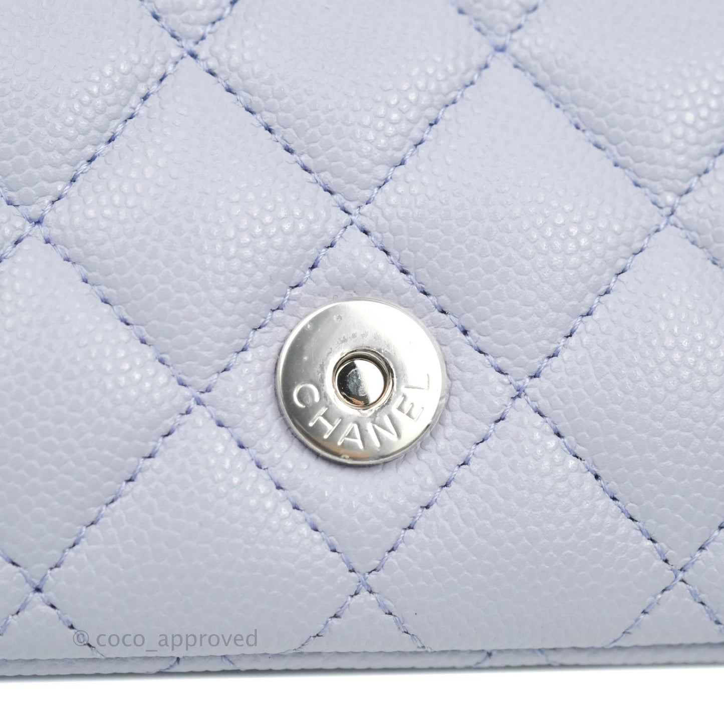 Chanel Quilted Case With Chain Lilac Caviar Silver Hardware