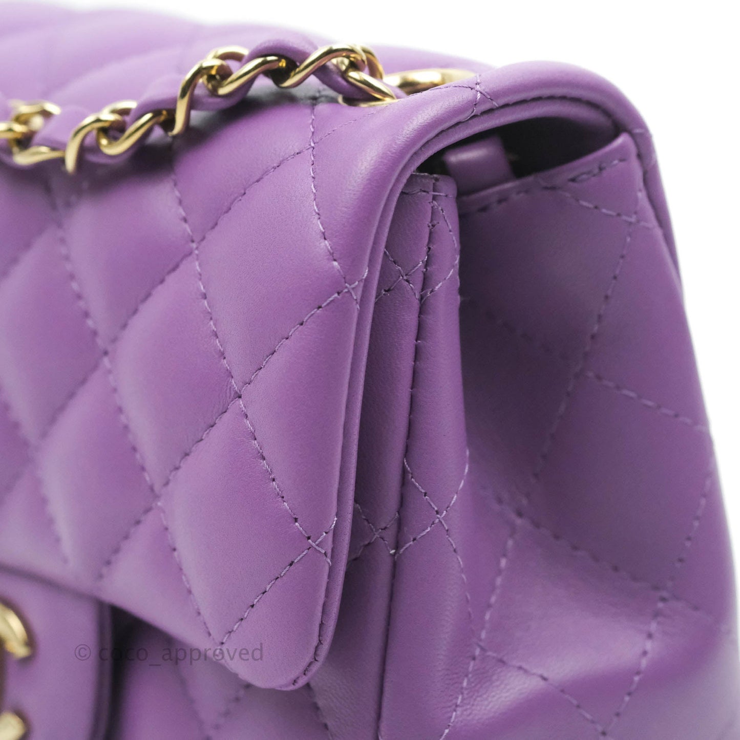 Chanel Mini Square Purple Lambskin Gold Hardware 22P