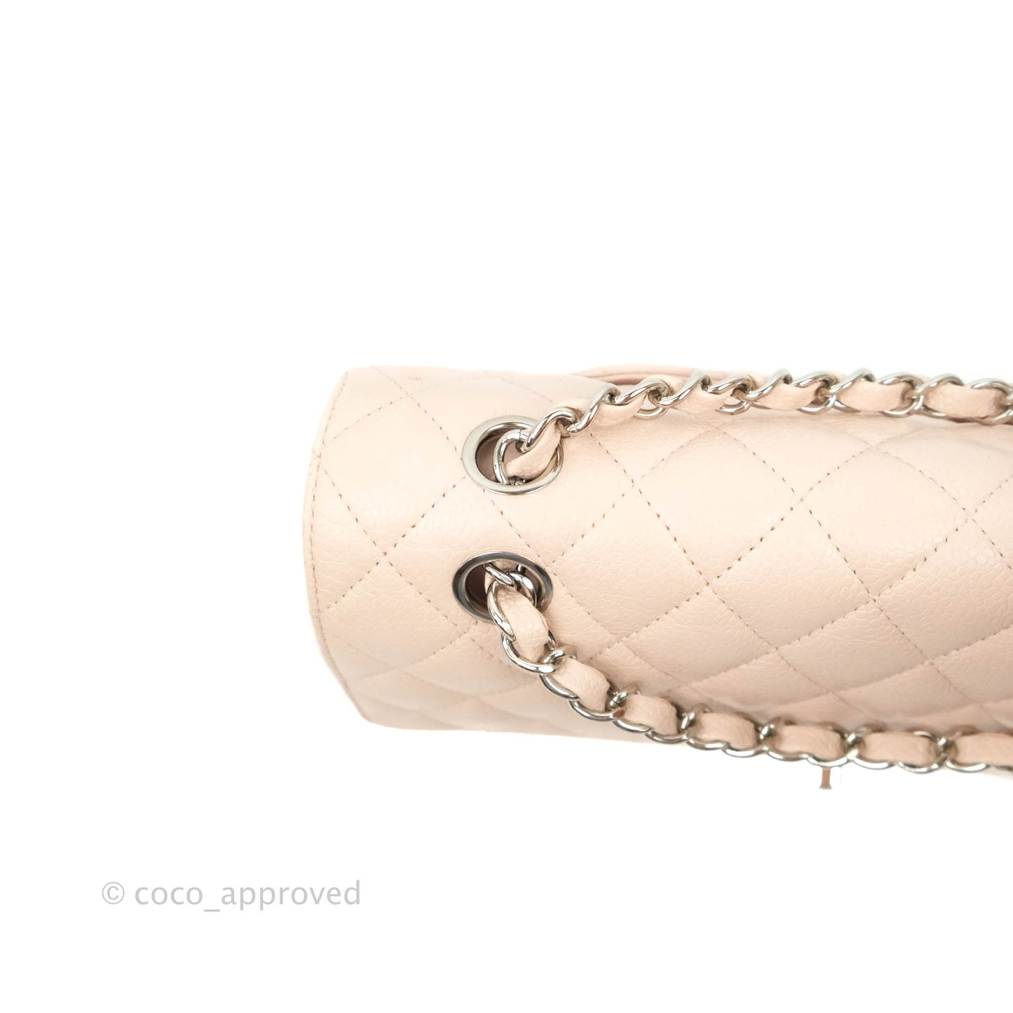 Chanel Classic M/L Medium Flap Quilted Sakura Pink Caviar Silver Hardware