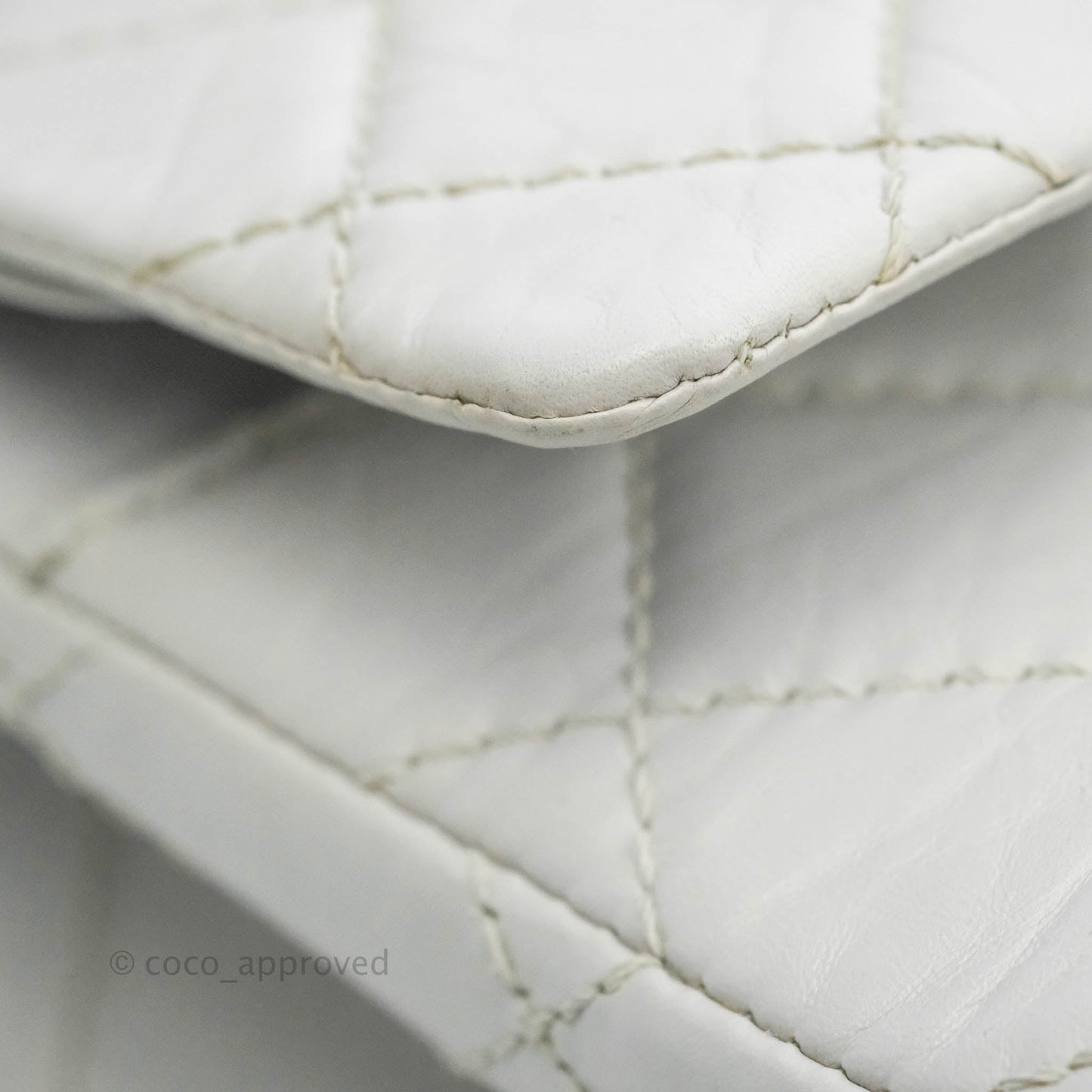 Chanel Quilted Reissue 226 Flap White Aged Calfskin Gun Metal Hardware