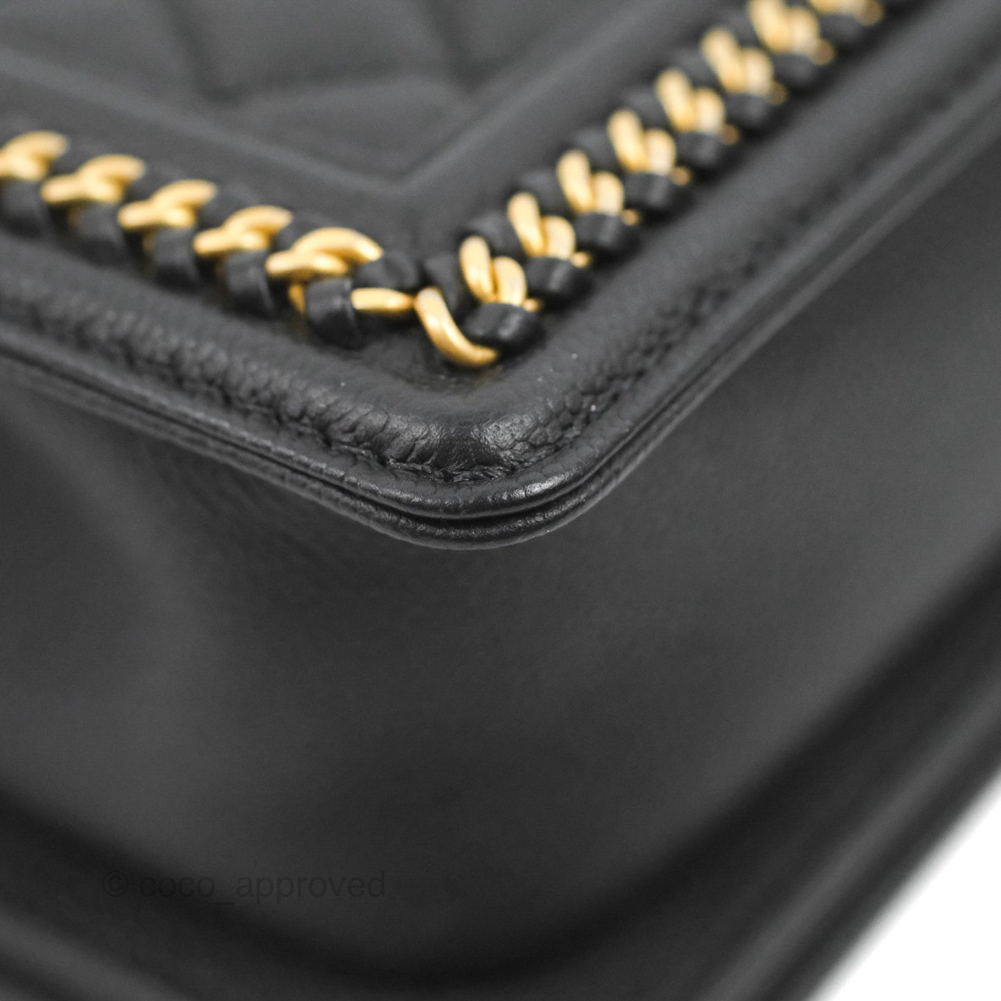 Chanel Small Boy Chain Around Black Caviar Gold Hardware