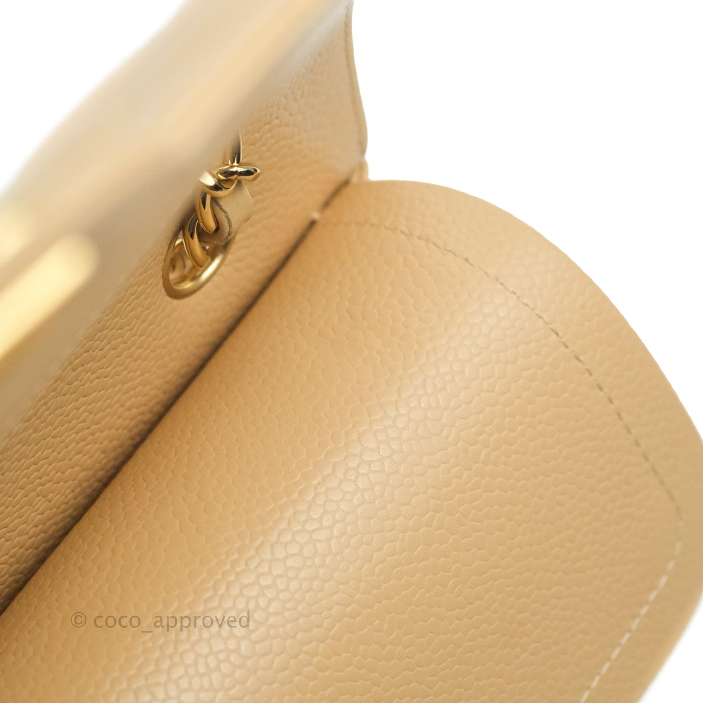 Chanel Classic M/L Medium Flap Quilted Beige Caviar Gold Hardware