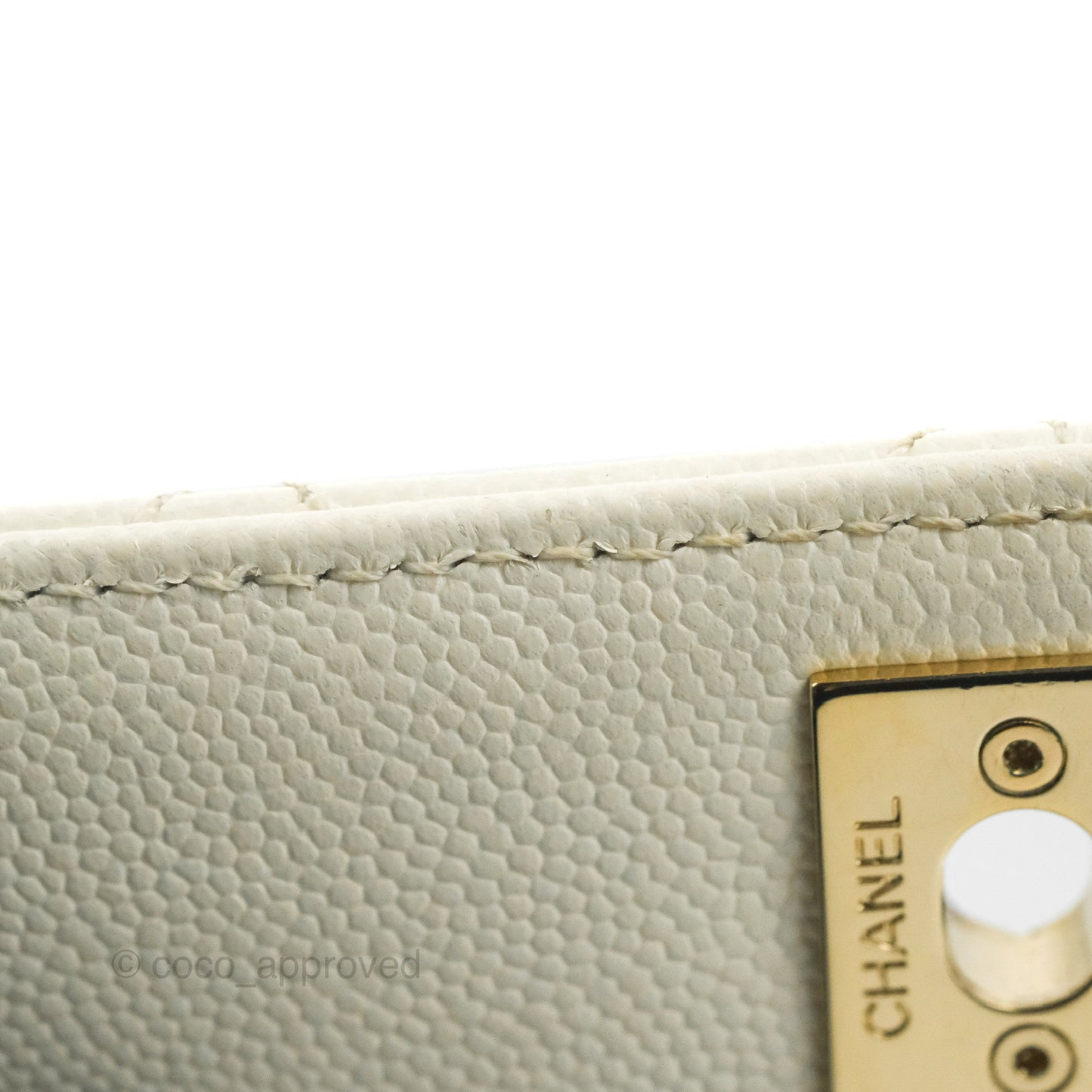 Chanel Mini Coco Handle Quilted Ivory Caviar Gold Hardware