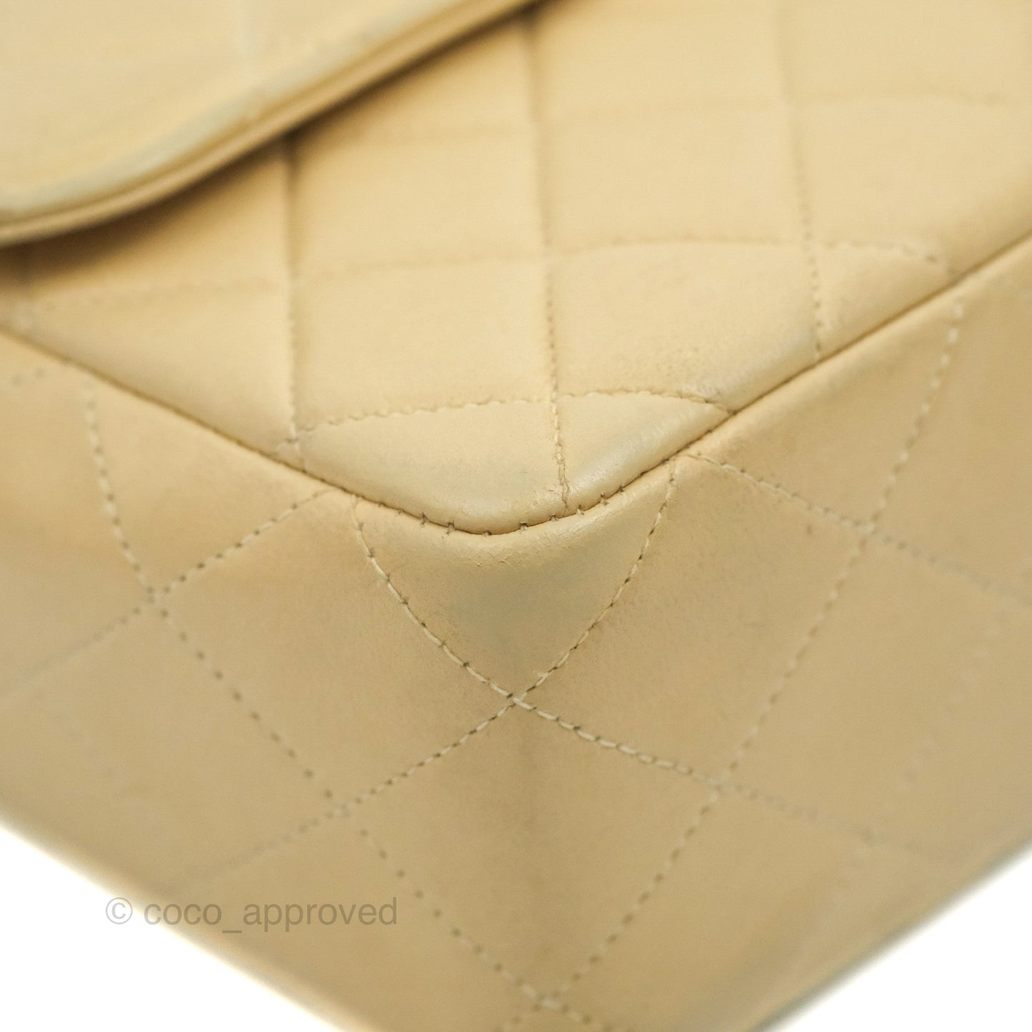 Chanel Vintage Top Handle Flap Bag Beige Lambskin 24K Gold Hardware