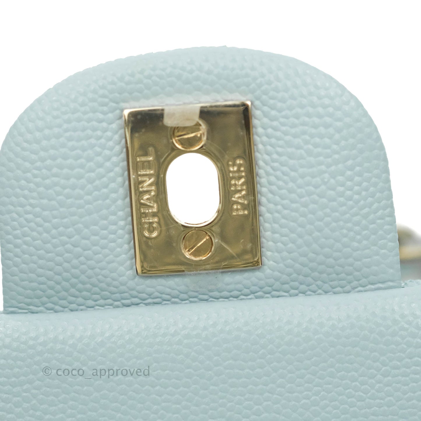 Chanel Small Classic Quilted Flap Light Blue Caviar Gold Hardware