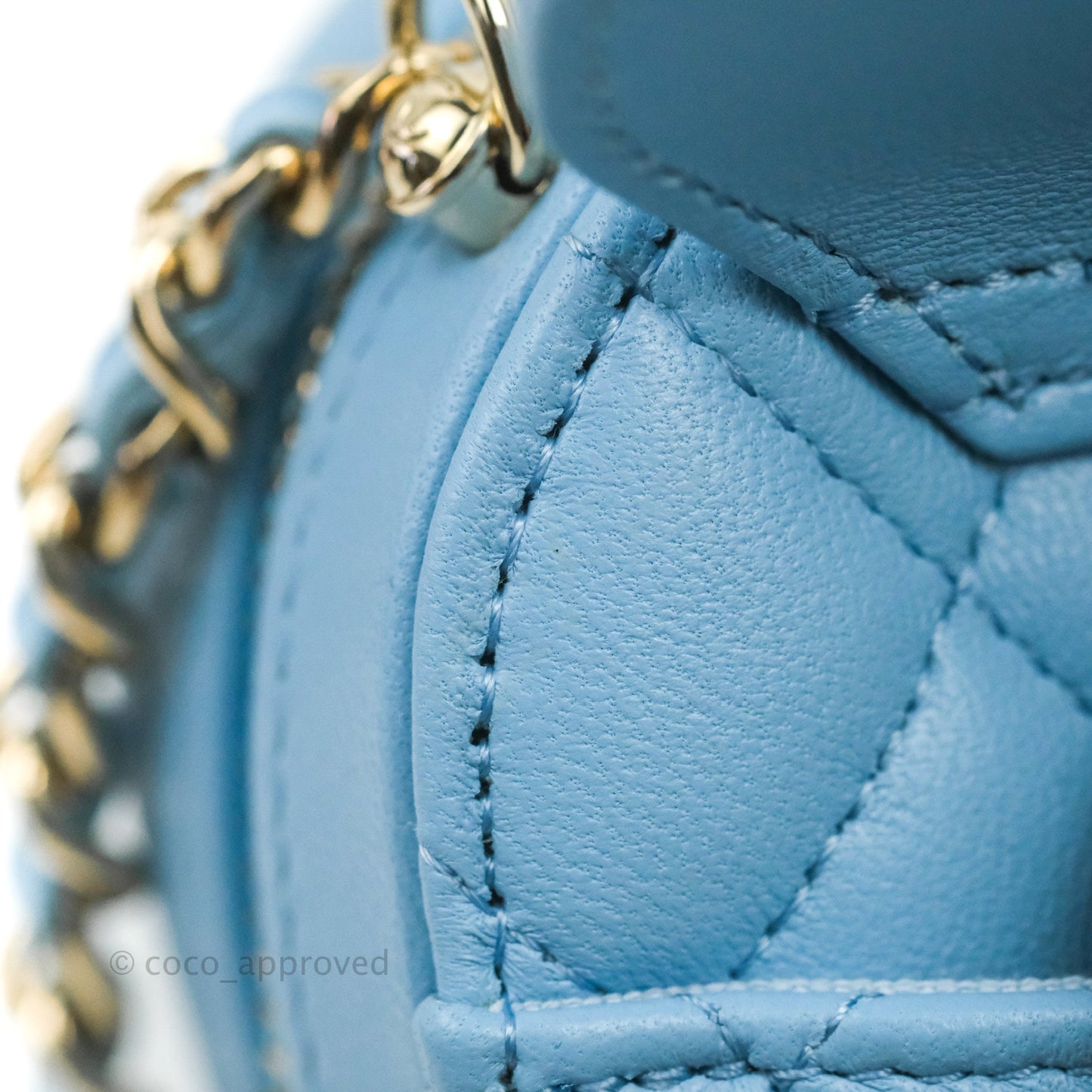 Chanel Small Heart Bag Blue Lambskin Gold Hardware 22S