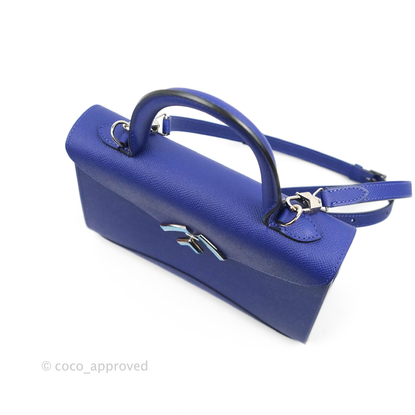 Moynat Gabrielle PM Bag Blue Calfskin Silver Hardware