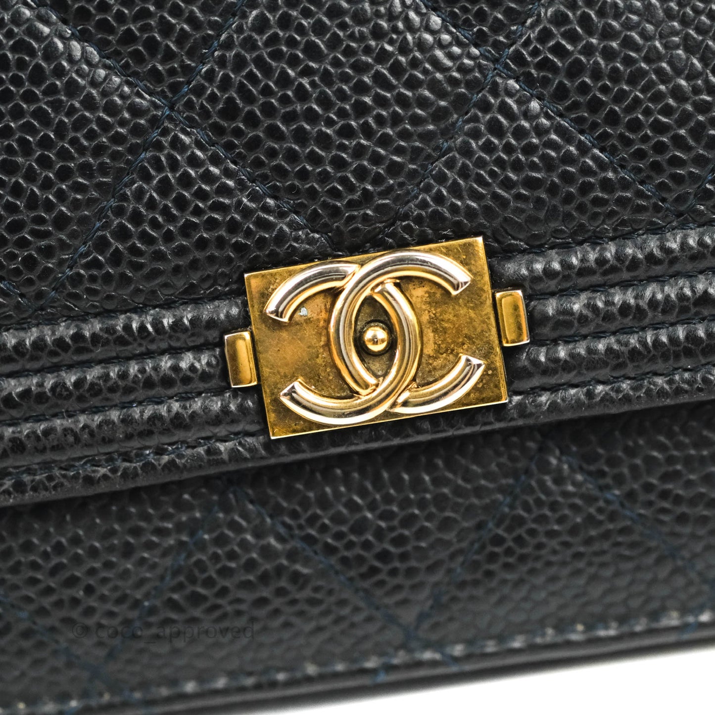Chanel Boy Wallet on Chain WOC Ver Dark Navy Caviar Aged Gold Hardware