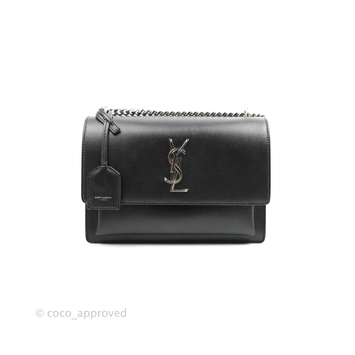 Saint Laurent Sunset Medium Black Calfskin Silver Hardware