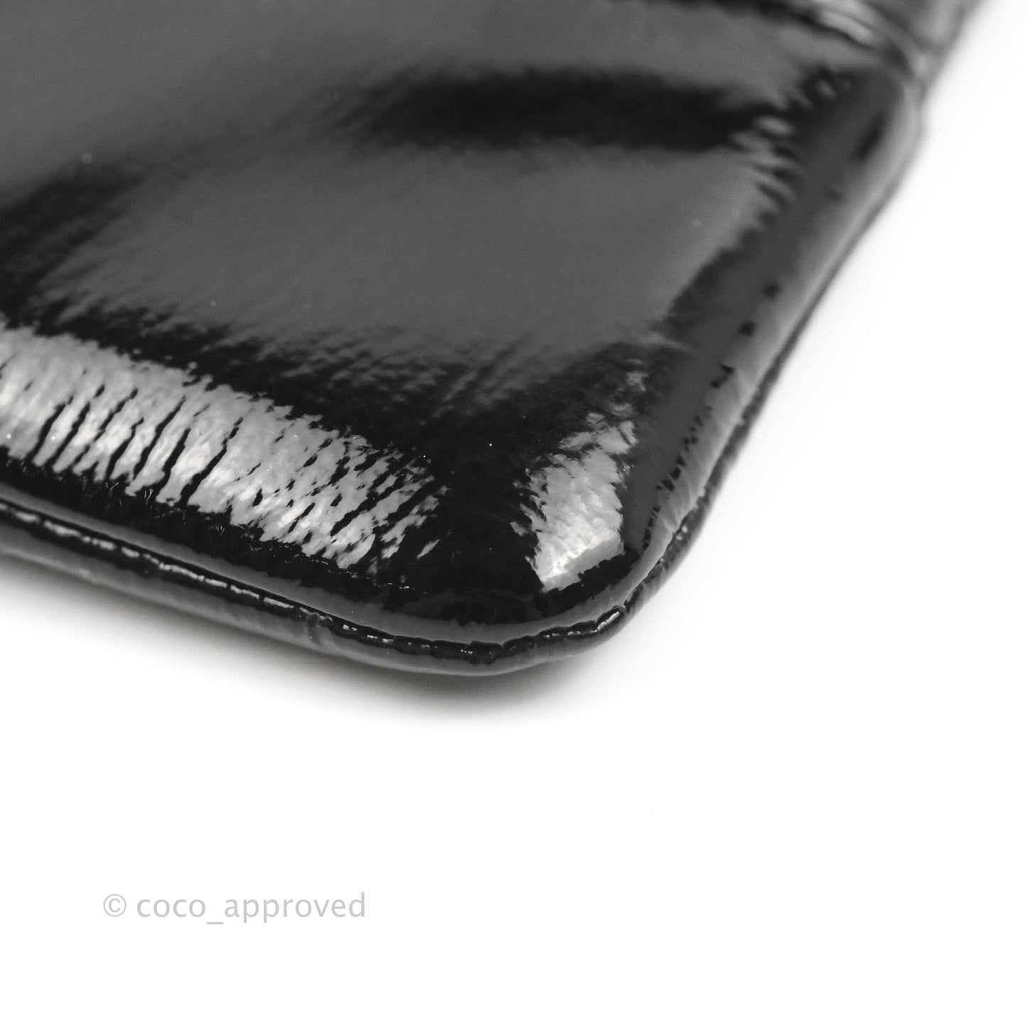 Chanel Gabrielle O Case Quilted Black Patent Goatskin