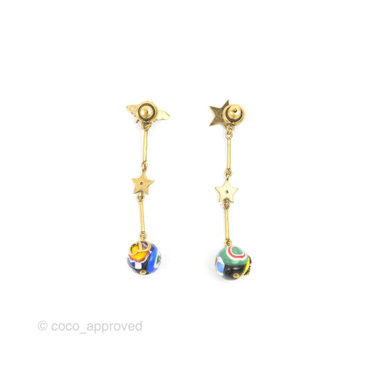 Dior Bee & Star Drop Earrings Aged Gold