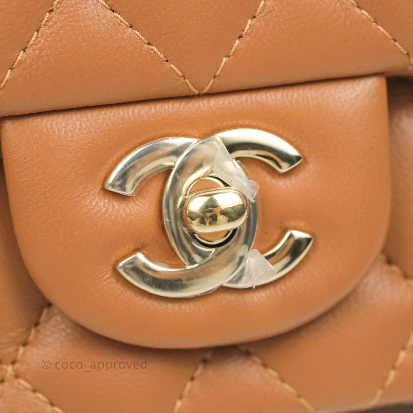 Chanel Quilted Mini Rectangular Flap Caramel Lambskin Gold Hardware 22S