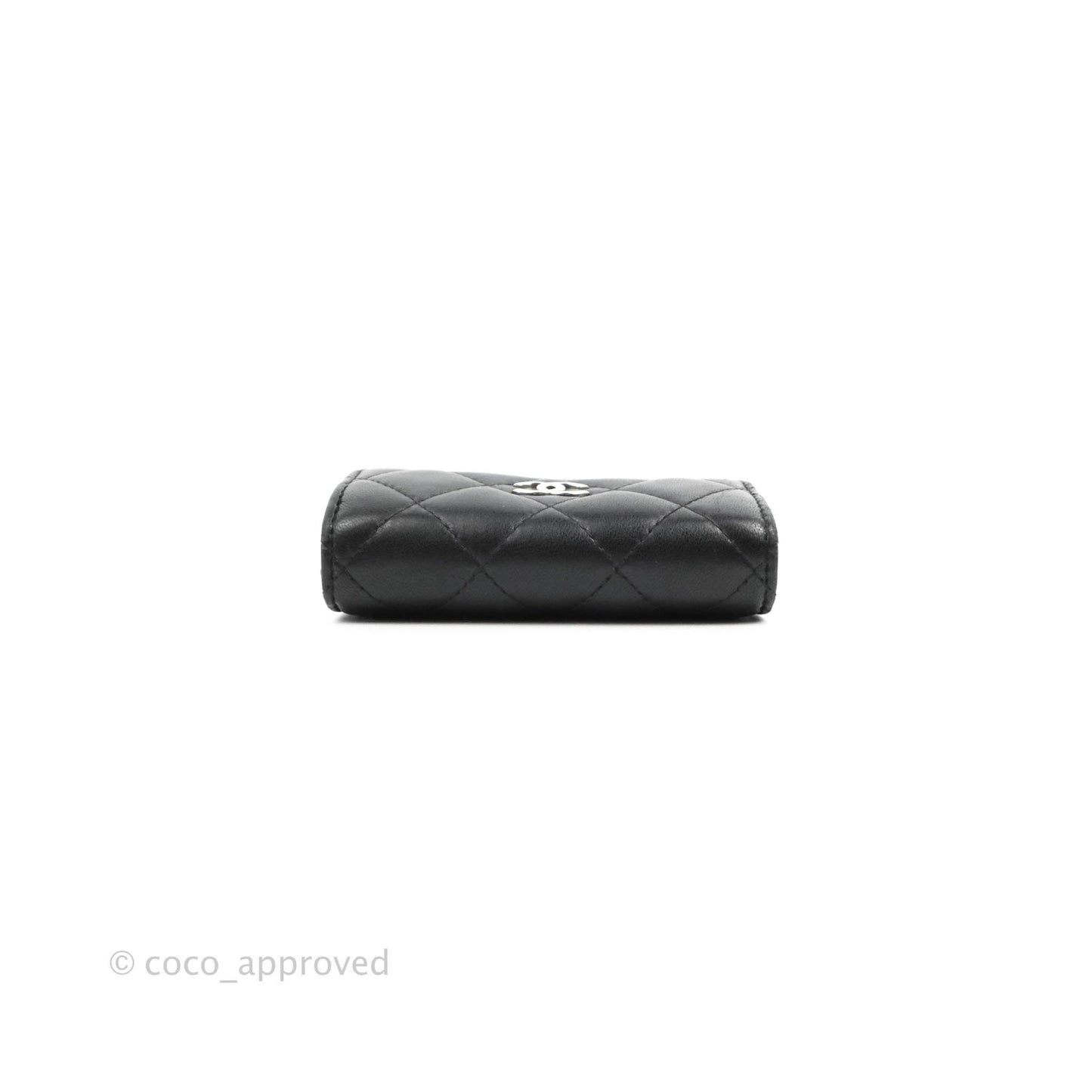 Chanel Quilted Small Flap Card Holder Black Lambskin Silver Hardware