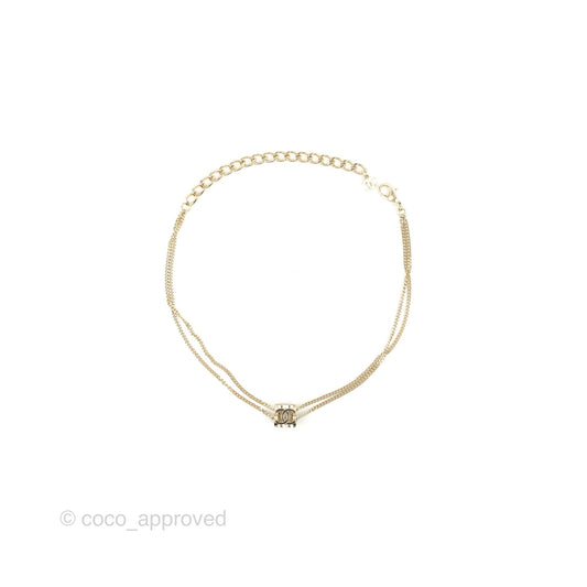 Chanel CC Cube Choker Necklace Black Light Gold Tone 22K