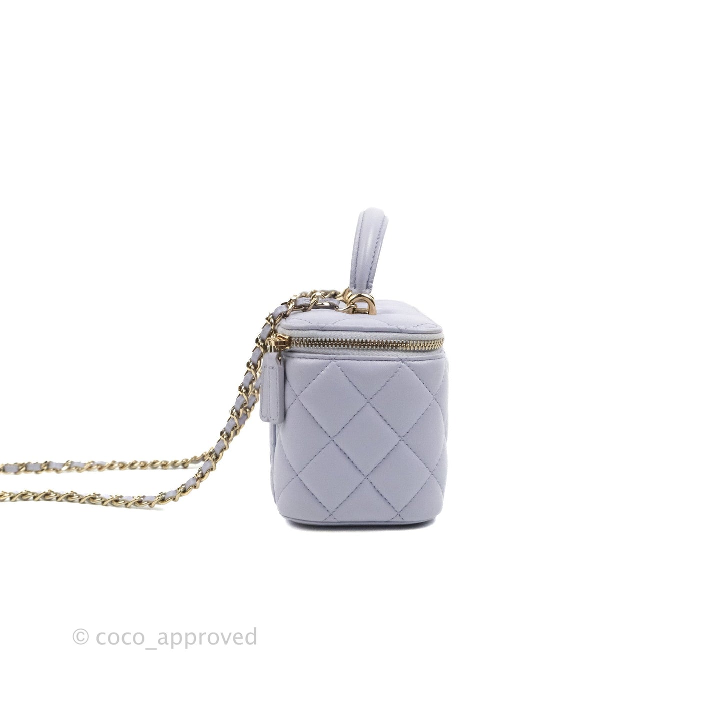 Chanel Vanity Rectangular Top Handle Lilac Lambskin Gold Hardware