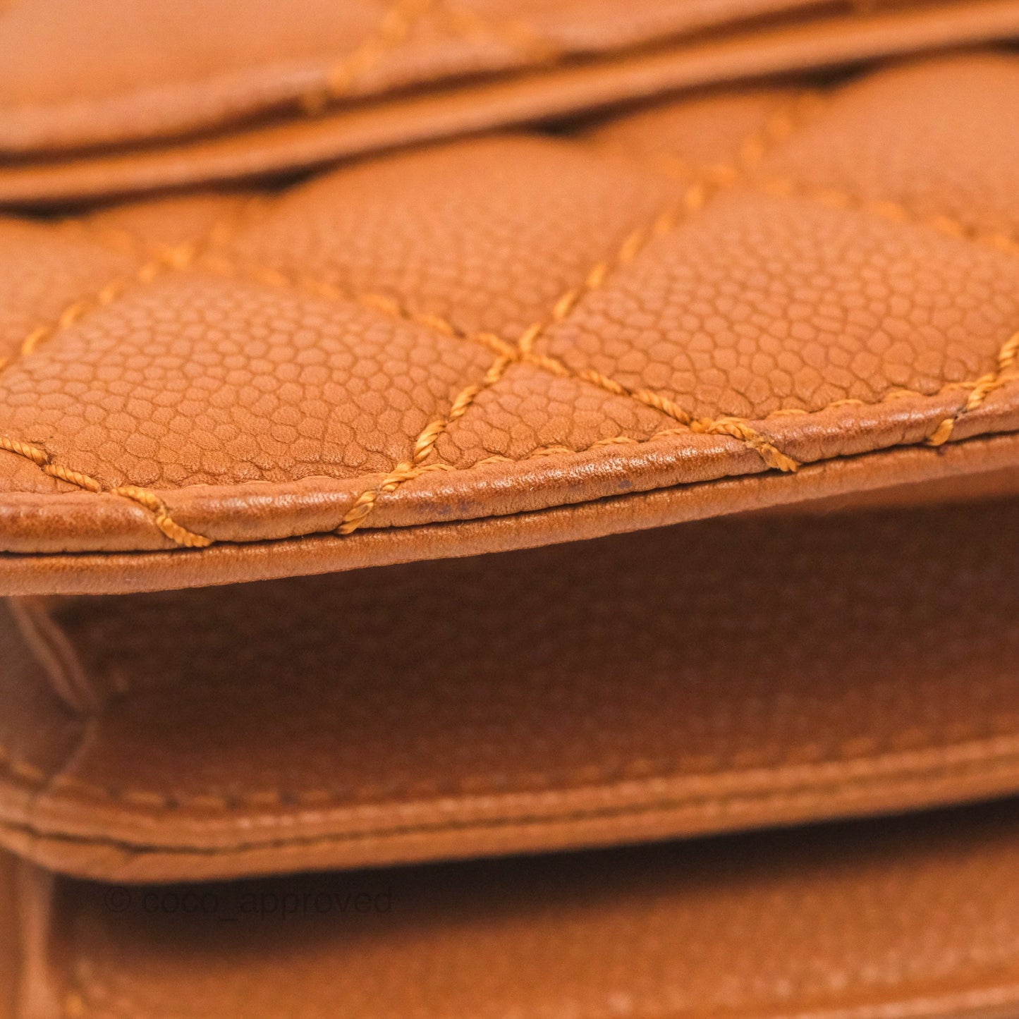 Chanel Flap Bag Quilted Caramel Brown Caviar Ruthenium Hardware