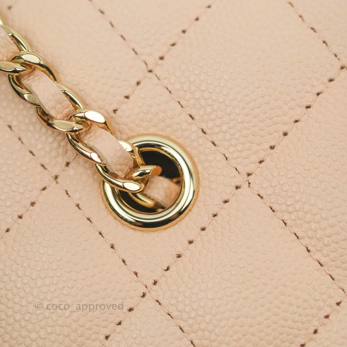 Chanel Vanity with Classic Chain Light Beige Caviar Gold Hardware 22C