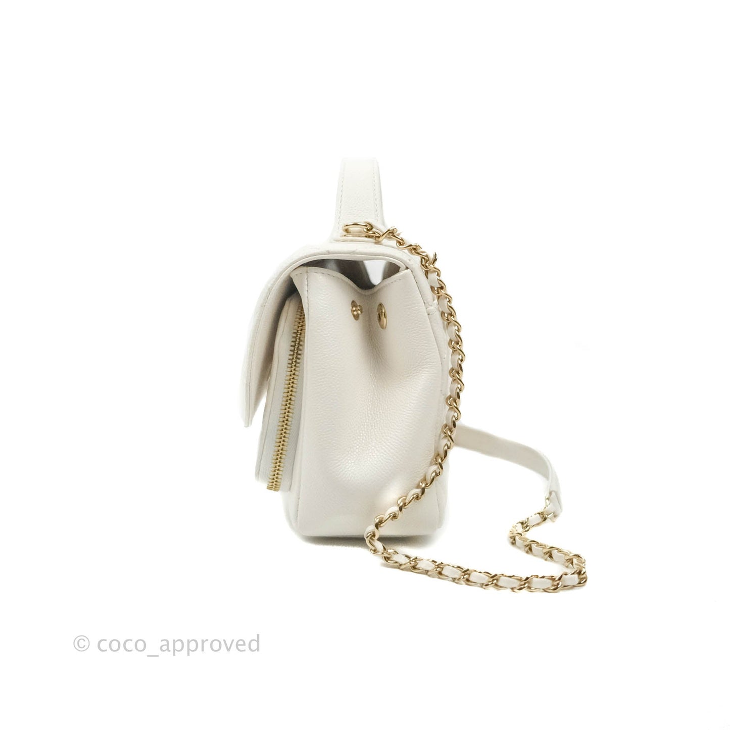 Chanel Quilted Small Business Affinity Flap White Caviar Gold Hardware