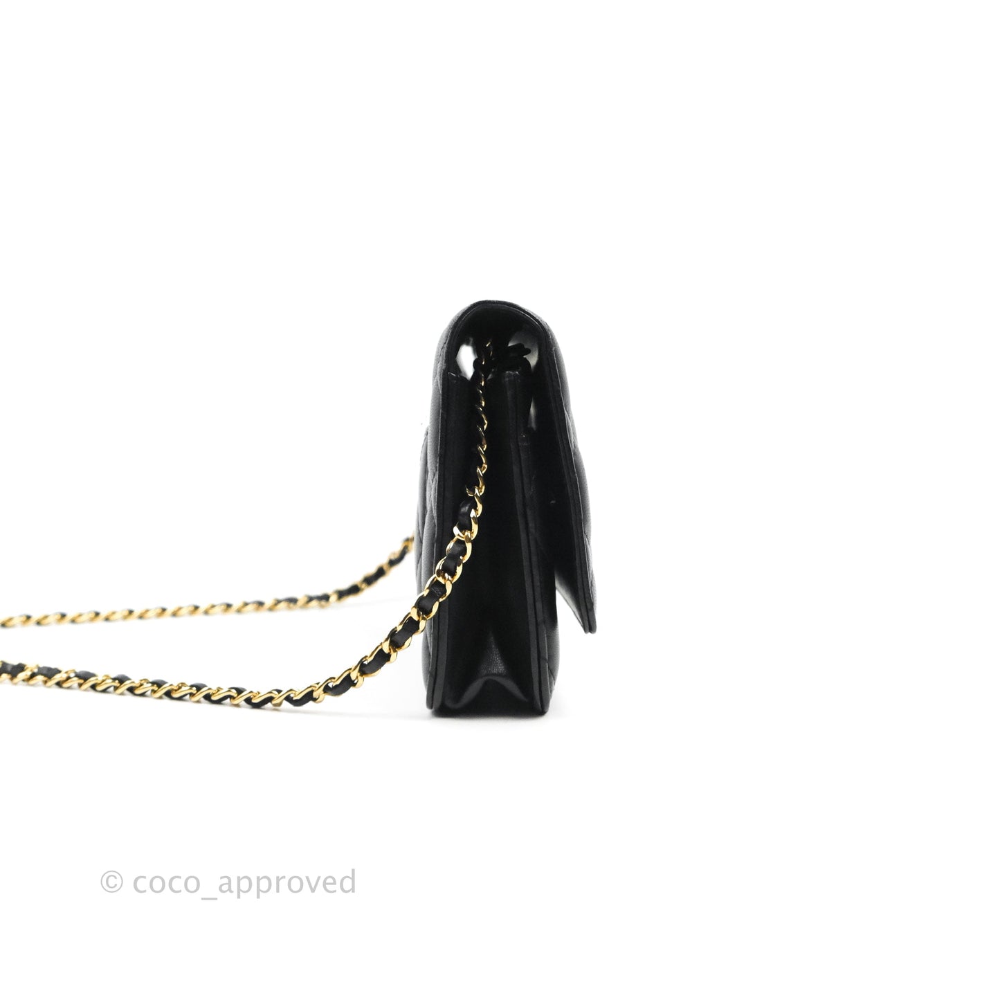 Chanel Quilted Classic Wallet on Chain WOC Black Lambskin Gold Hardware
