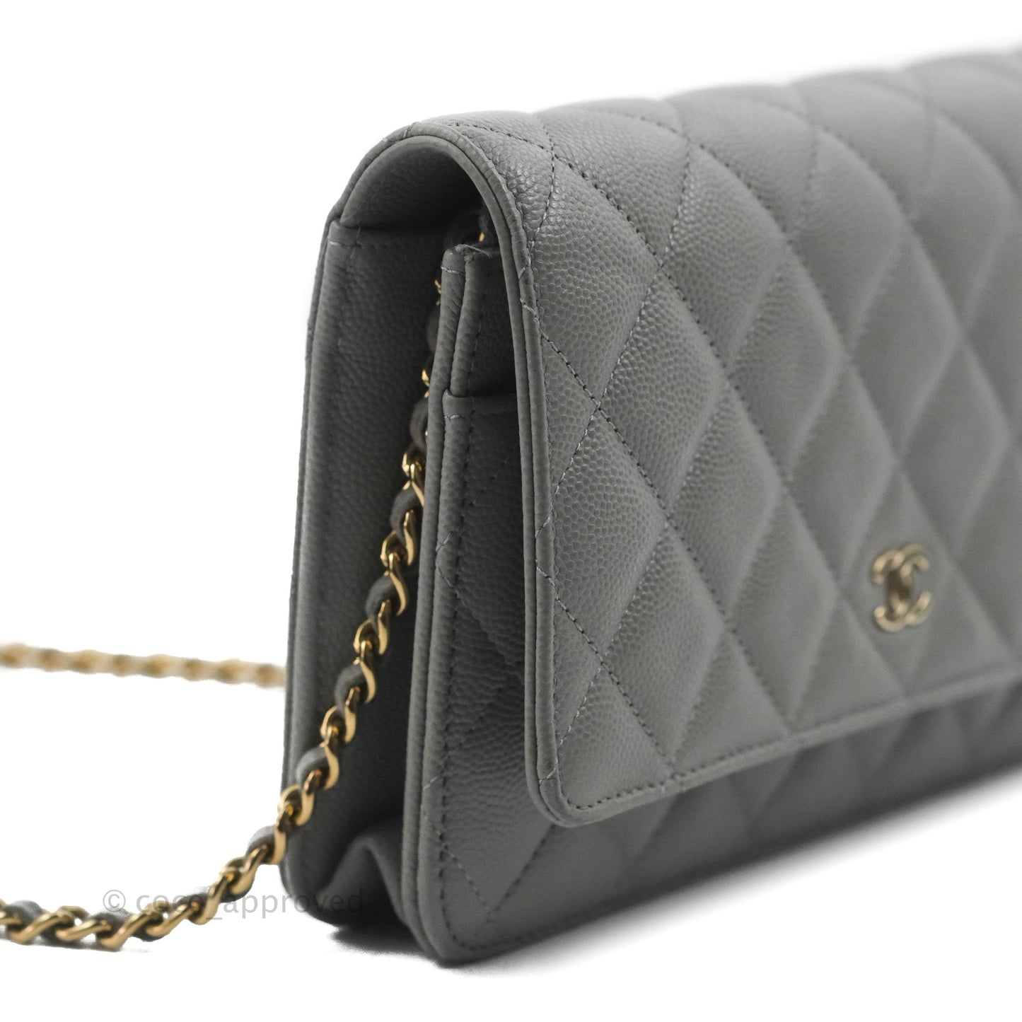 Chanel Quilted Classic Wallet on Chain WOC Grey Caviar Gold Hardware