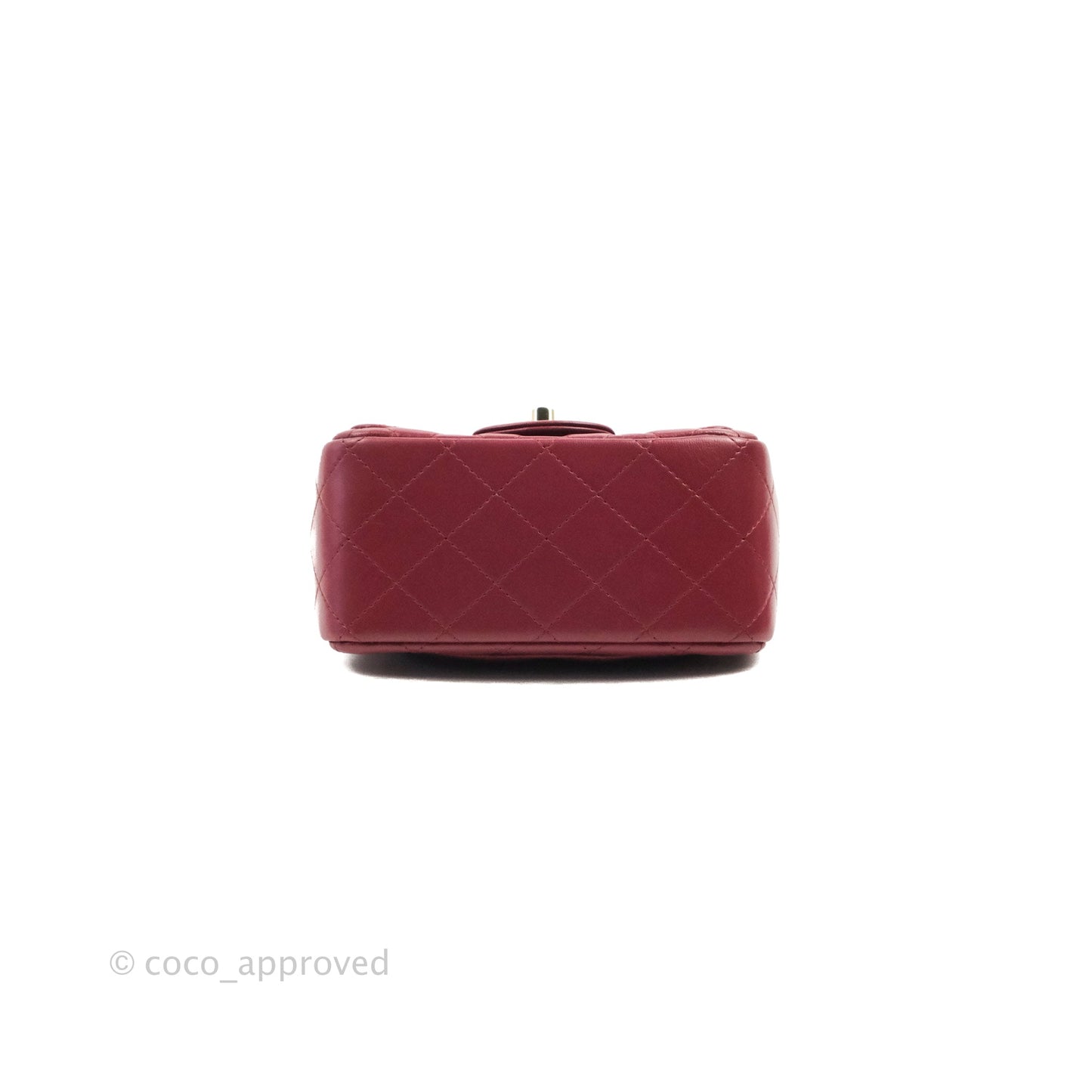 Chanel Quilted Mini Square Burgundy Lambskin Gold Hardware