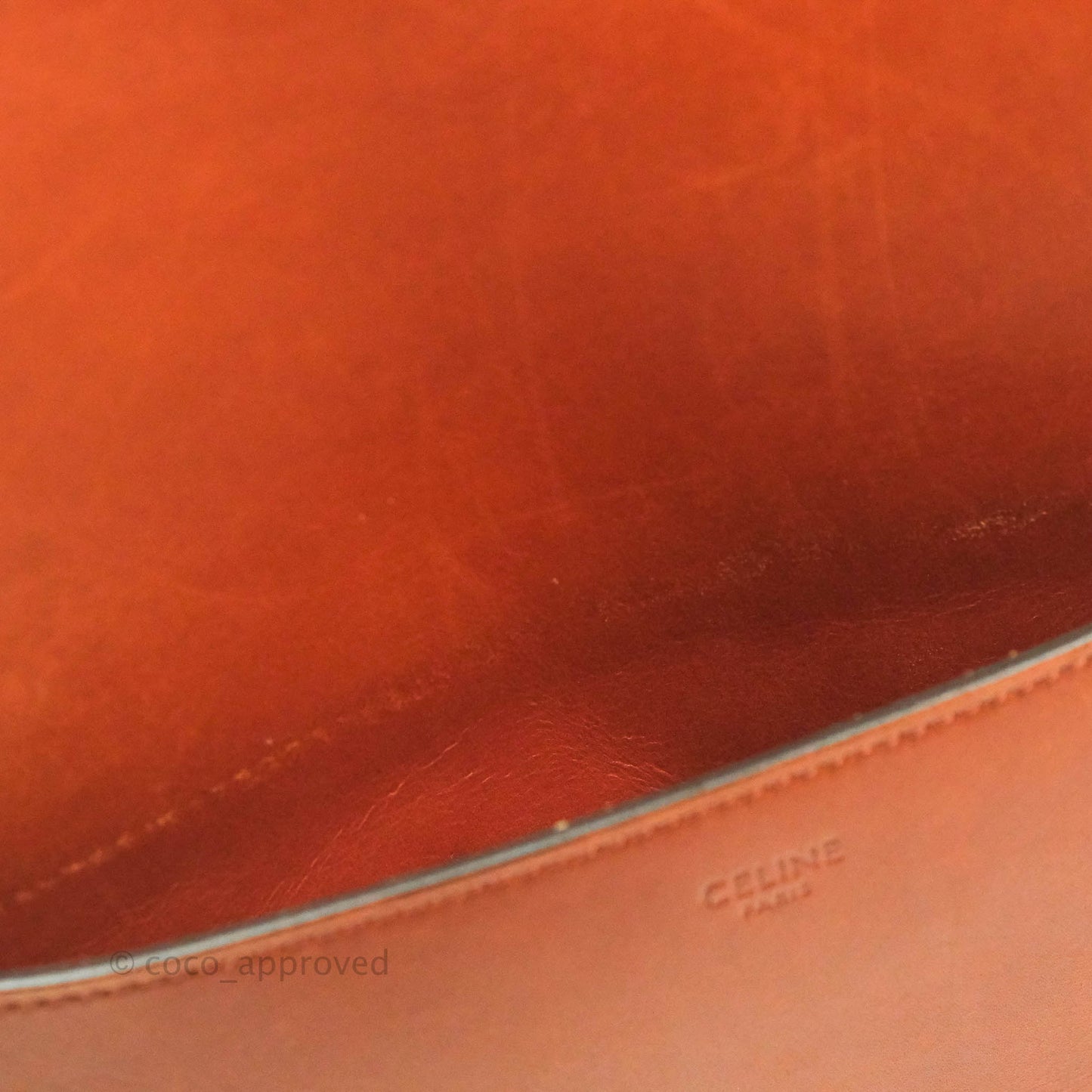 Celine Sangle Bucket Bag Calfskin Brick Red Gold Hardware