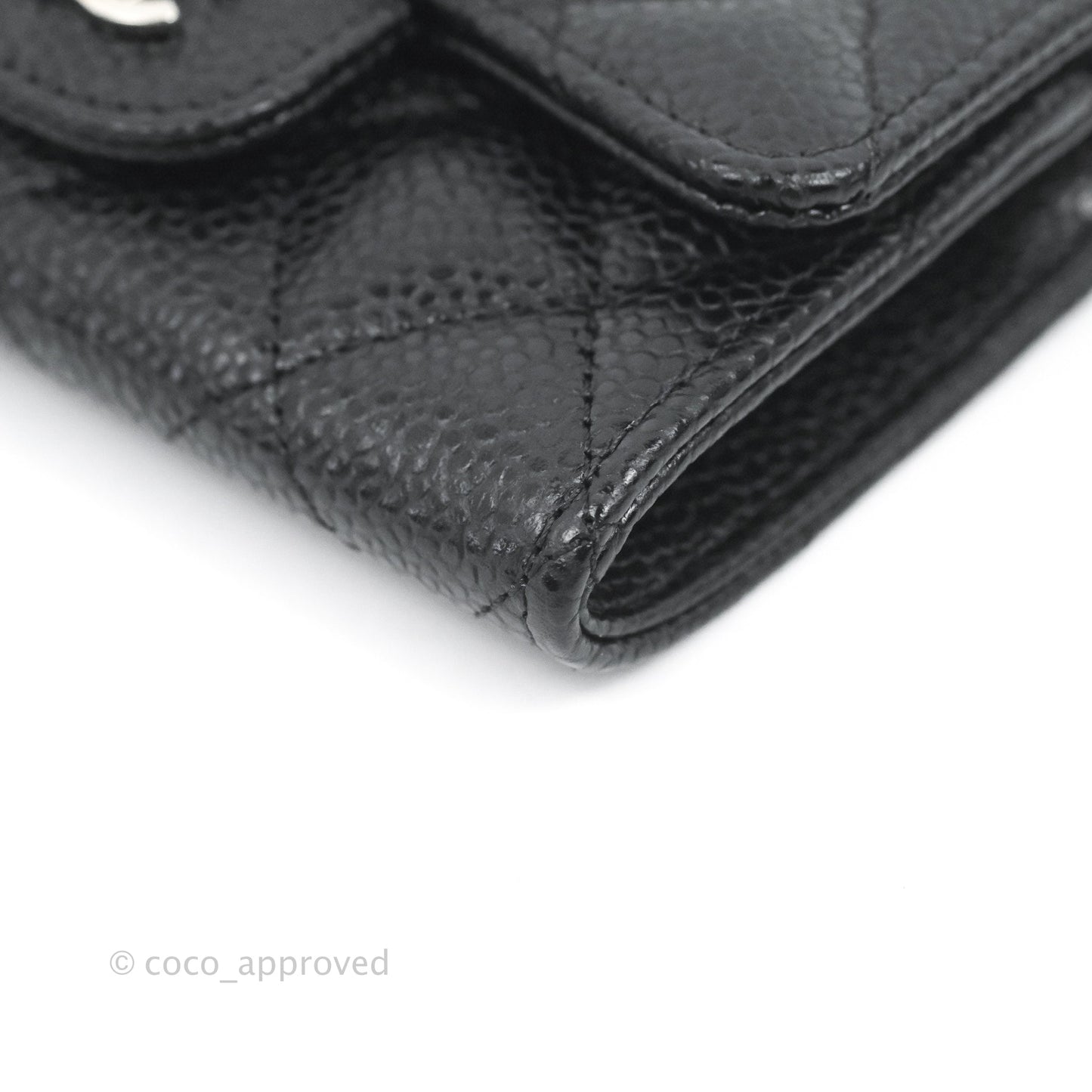 Chanel Quilted Flap Card Holder Black Caviar Silver Hardware