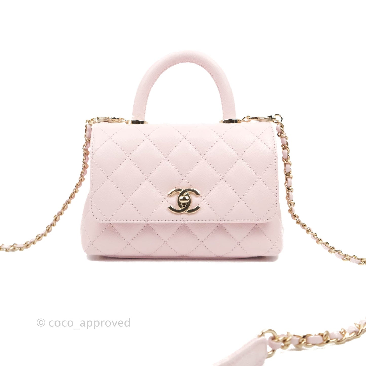 Chanel Mini Coco Handle Quilted Light Pink Caviar Gold Hardware