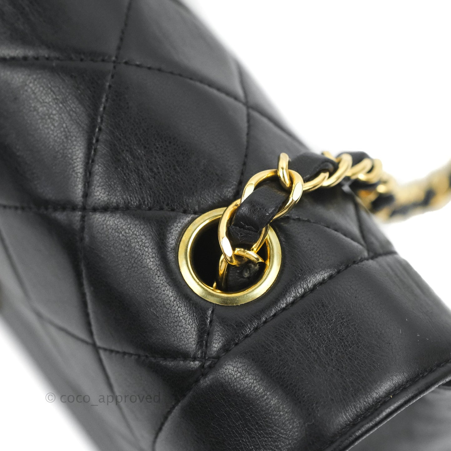 Chanel Vintage Small Quilted Classic Diana Flap Bag Black Lambskin 24K Gold Hardware