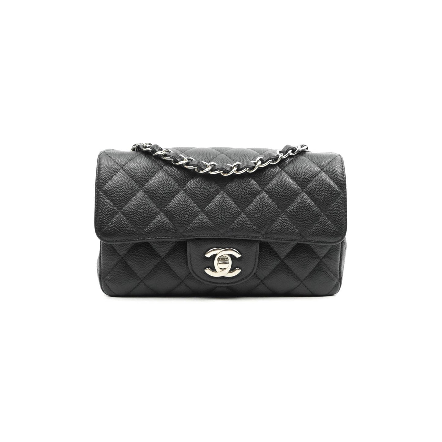 Chanel Classic Mini Rectangular Flap Black Caviar Silver Hardware