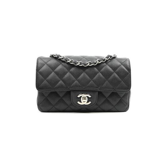 Chanel Classic Mini Rectangular Flap Black Caviar Silver Hardware