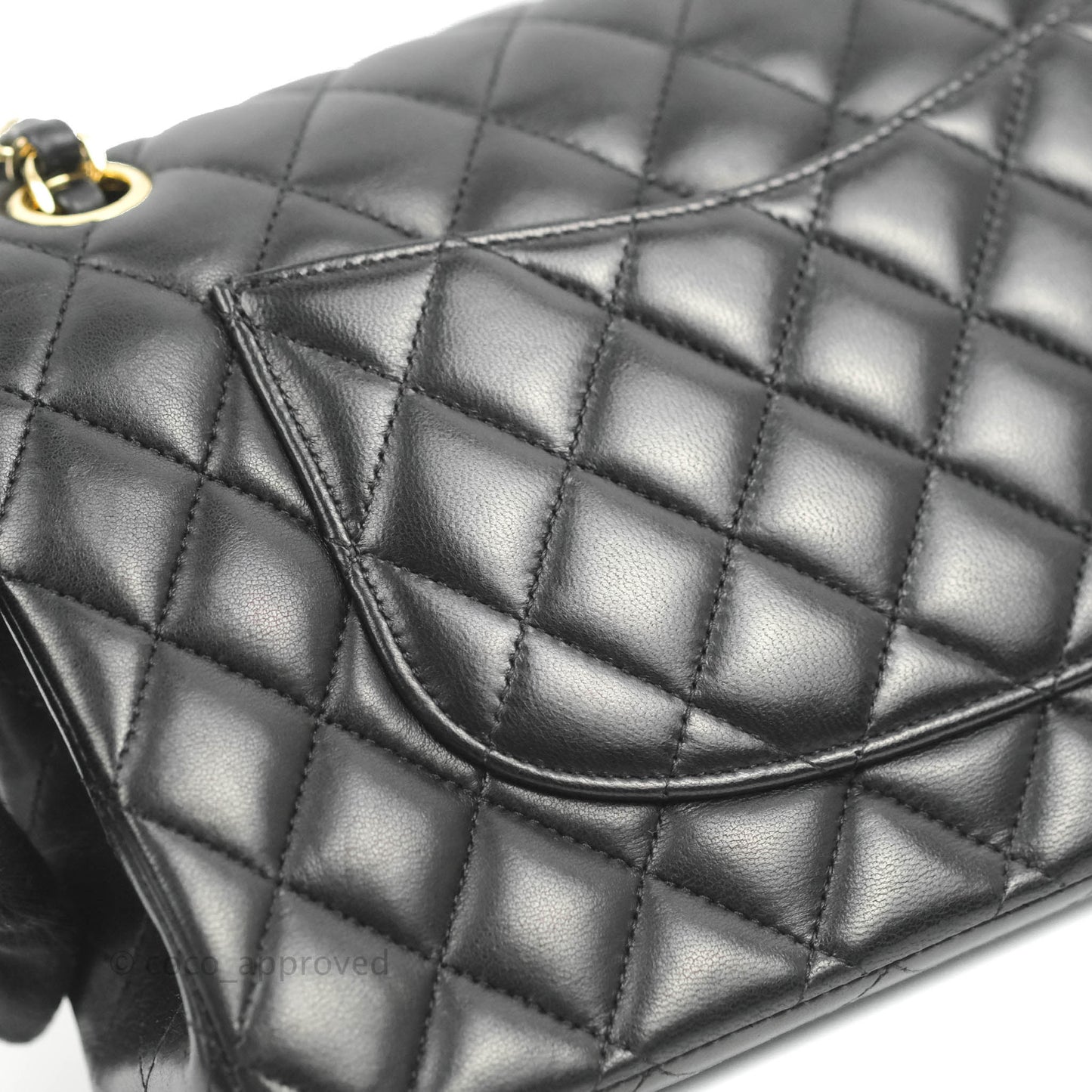 Chanel Classic M/L Medium Flap Quilted Black Lambskin Gold Hardware