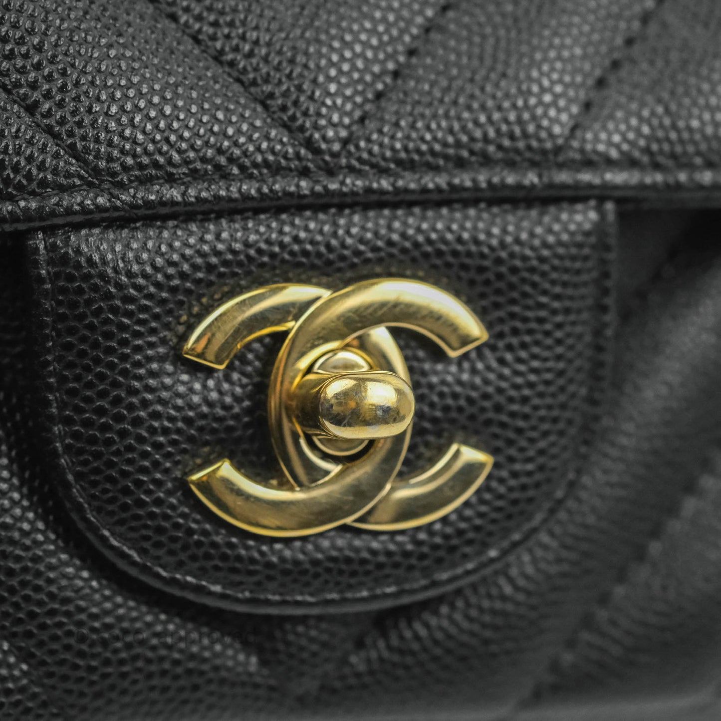 Chanel Chevron Mini Rectangular Flap Black Caviar Gold Hardware