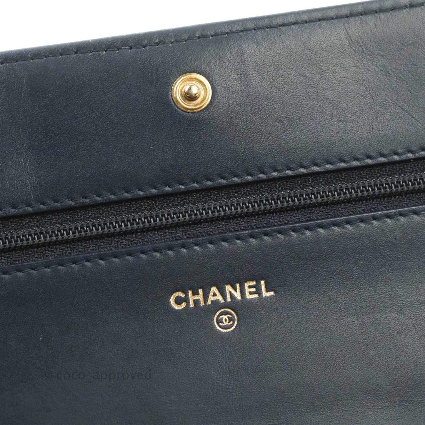 Chanel Boy Wallet on Chain WOC Ver Dark Navy Caviar Aged Gold Hardware