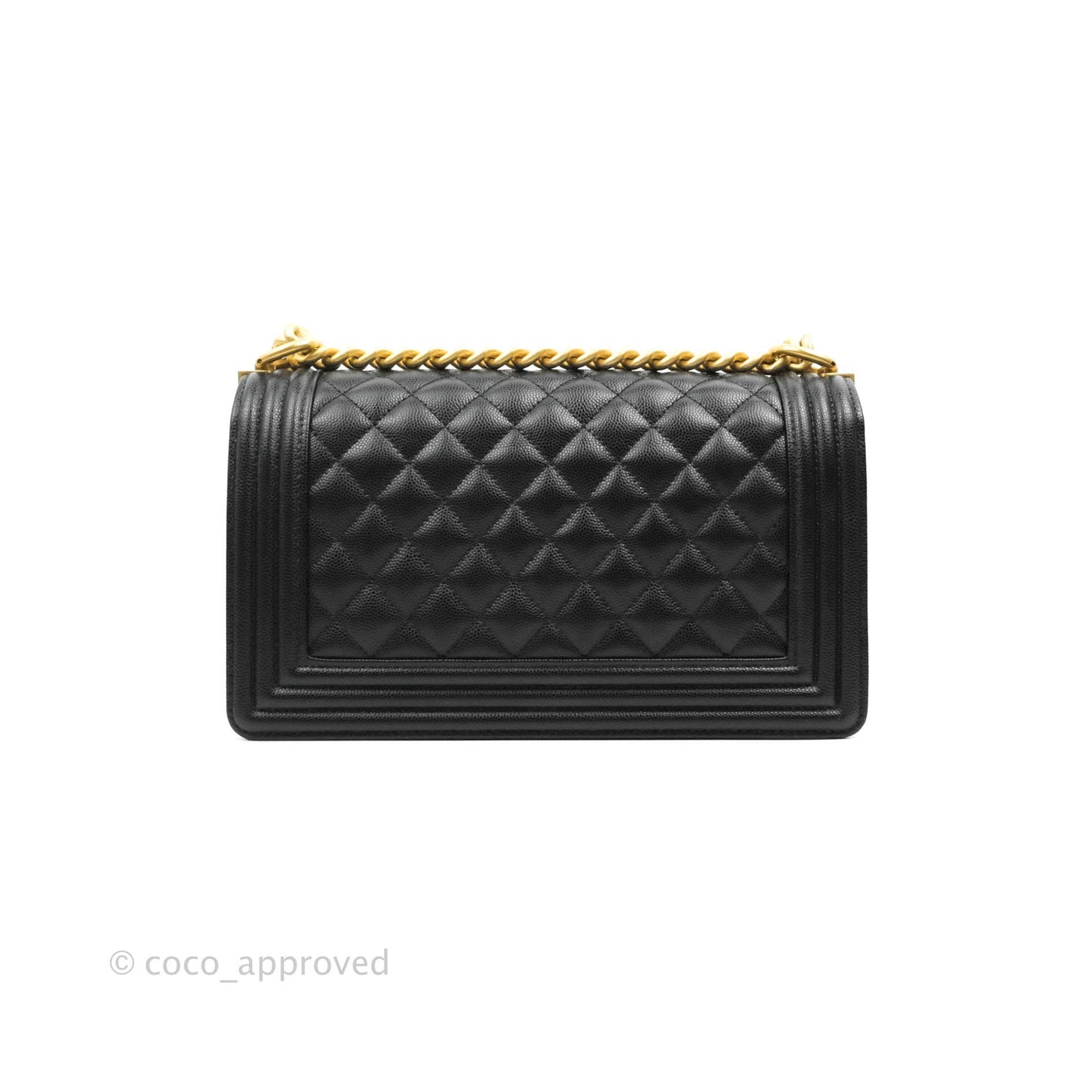 Chanel Quilted Medium Boy Black Caviar Aged Gold Hardware