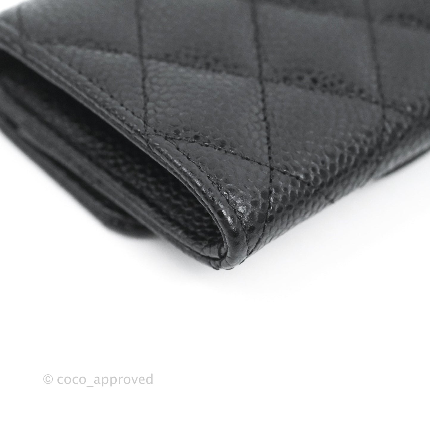 Chanel Quilted Flap Card Holder Black Caviar Silver Hardware