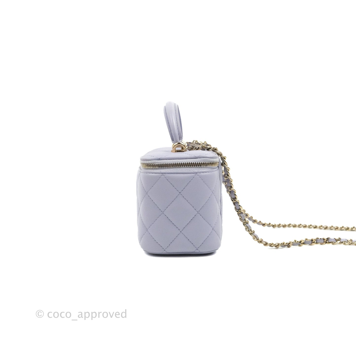 Chanel Vanity Rectangular Top Handle Lilac Lambskin Gold Hardware