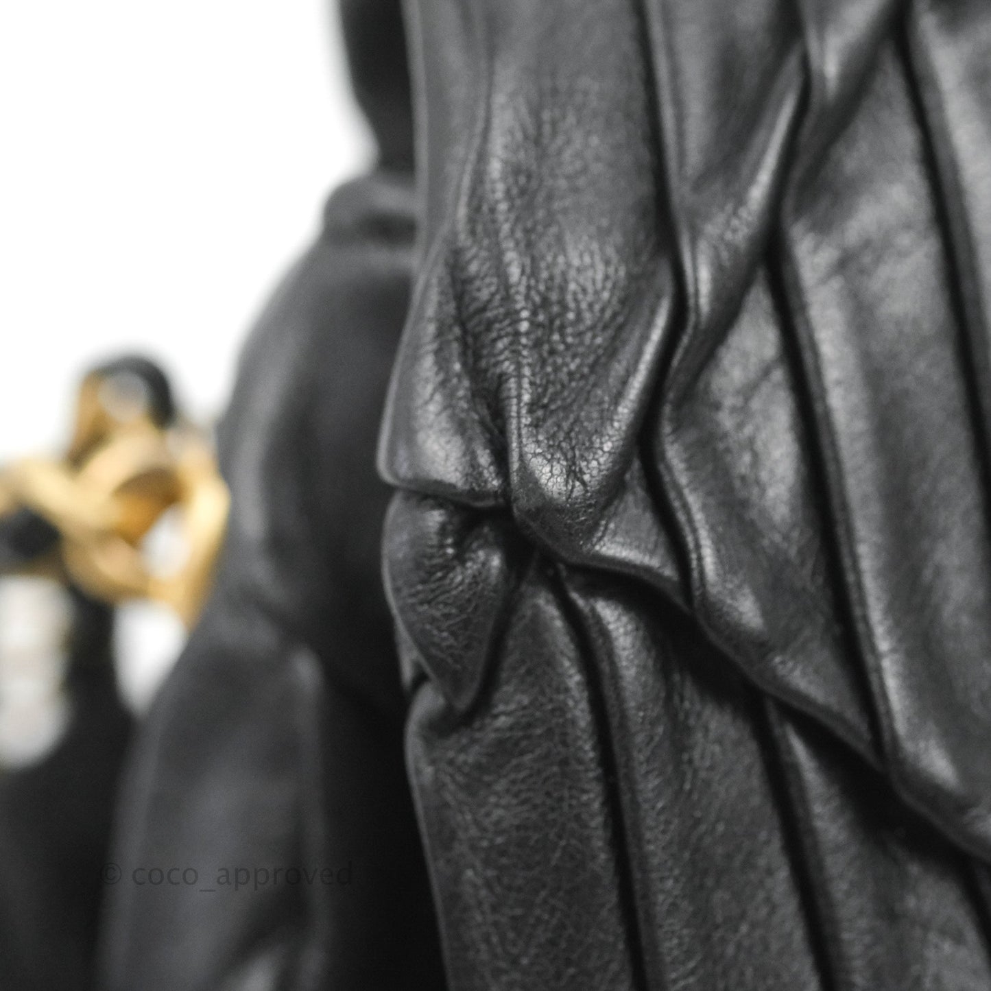 Chanel Small Coin Charm Flap Velvet Strap Black Lambskin Aged Gold Hardware