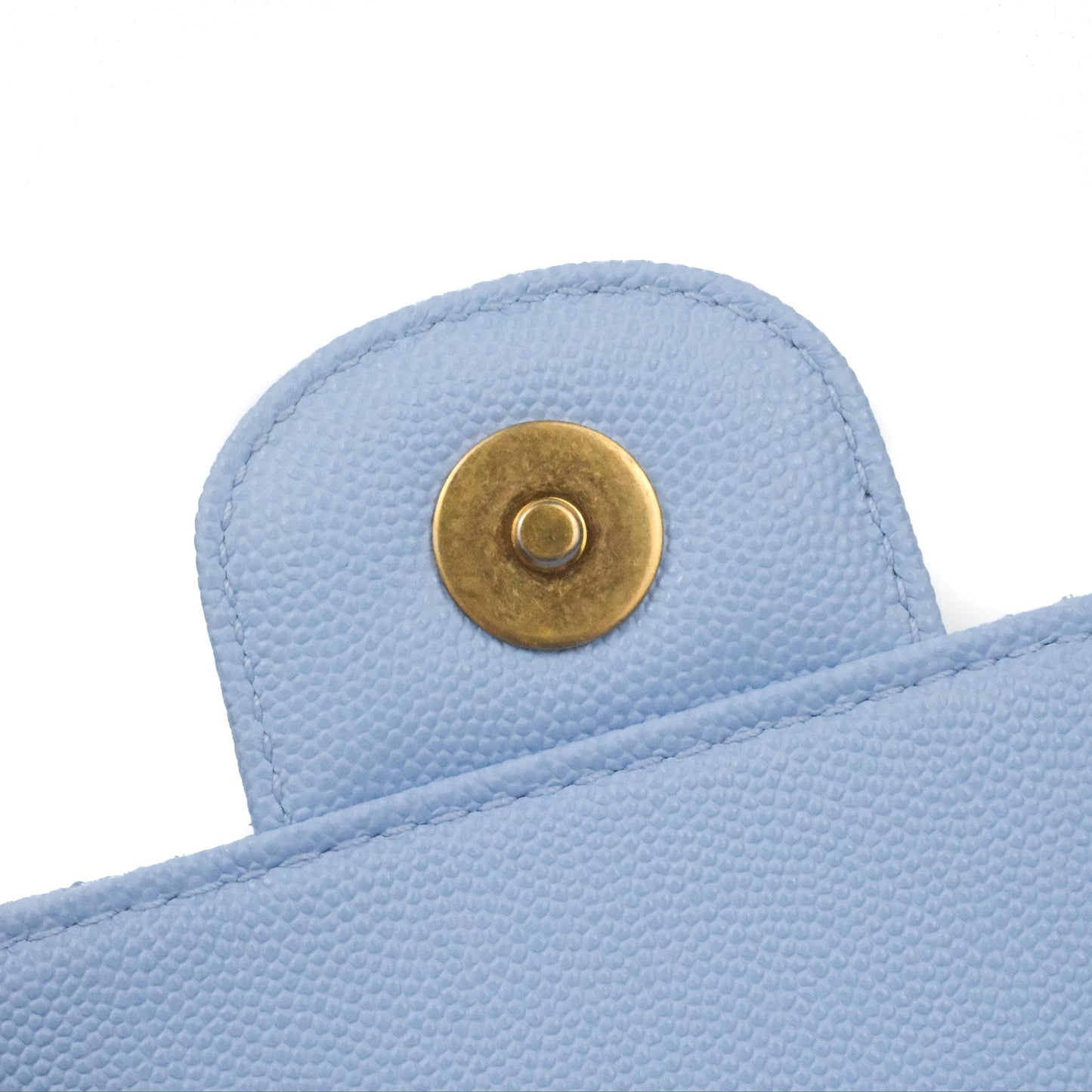 Chanel Quilted Wavy CC Hobo Light Blue Caviar Aged Gold Hardware 23P