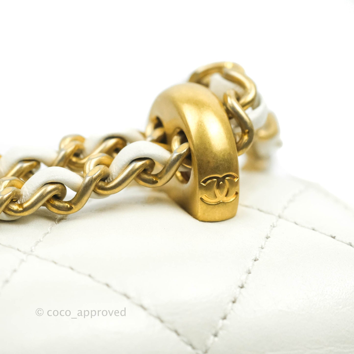 Chanel Quilted Mini Perfect Fit Adjustable White Calfskin Gold Hardware