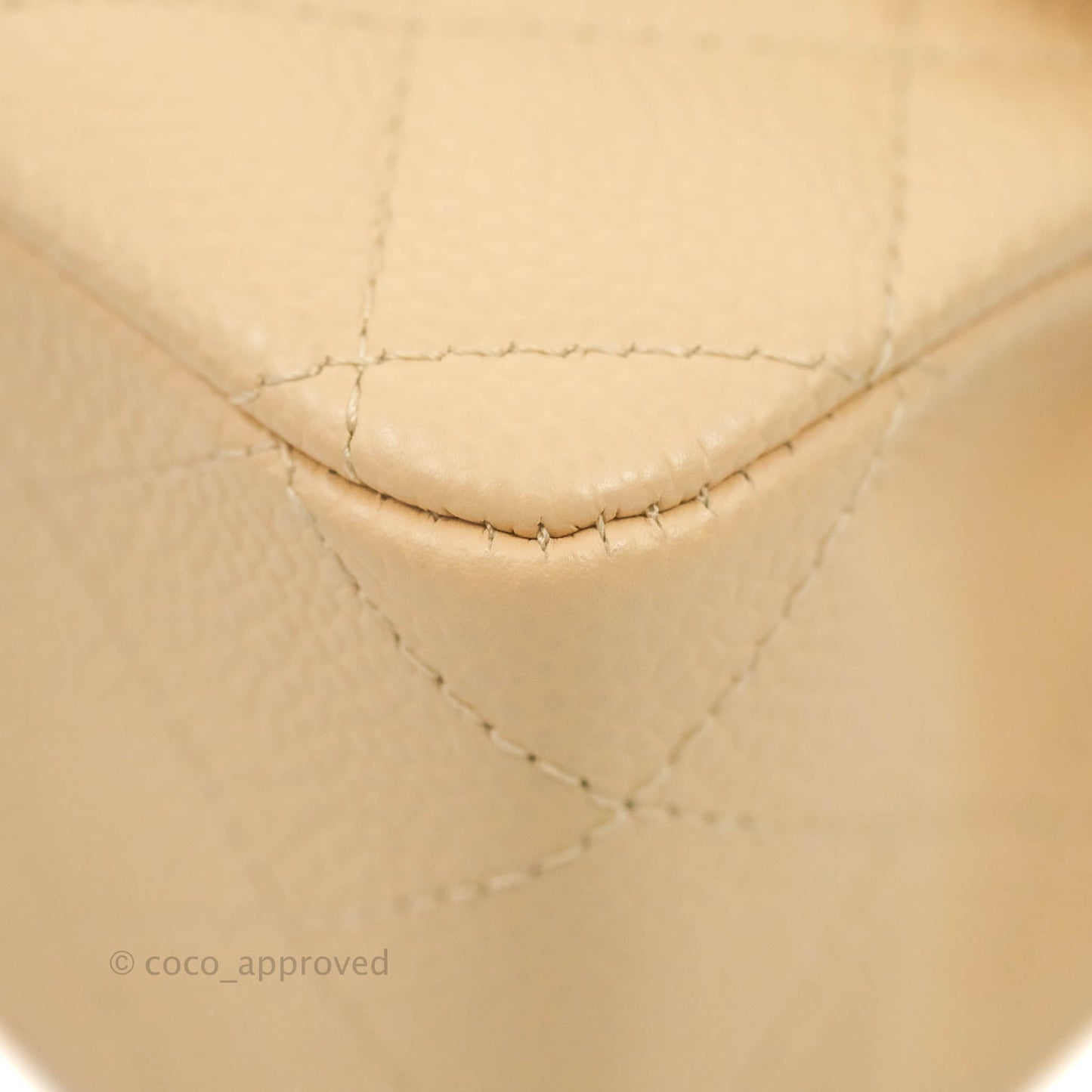 Chanel Classic M/L Medium Flap Quilted Beige Caviar Silver Hardware