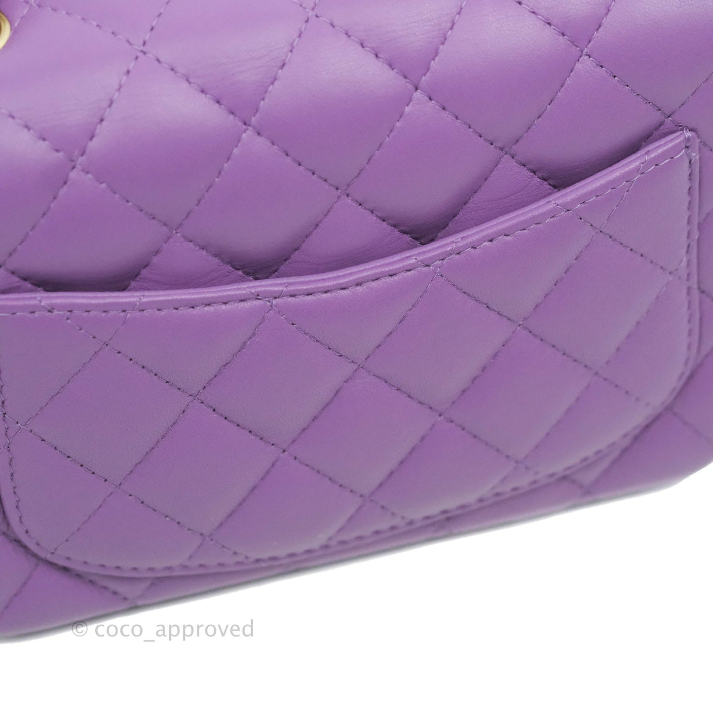 Chanel Mini Square Purple Lambskin Gold Hardware 22P